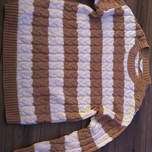 Striped Cable Knit Sweater